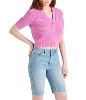 Steve Madden Janae Knit V-Neck Long Sleeve Cropped Cardigan