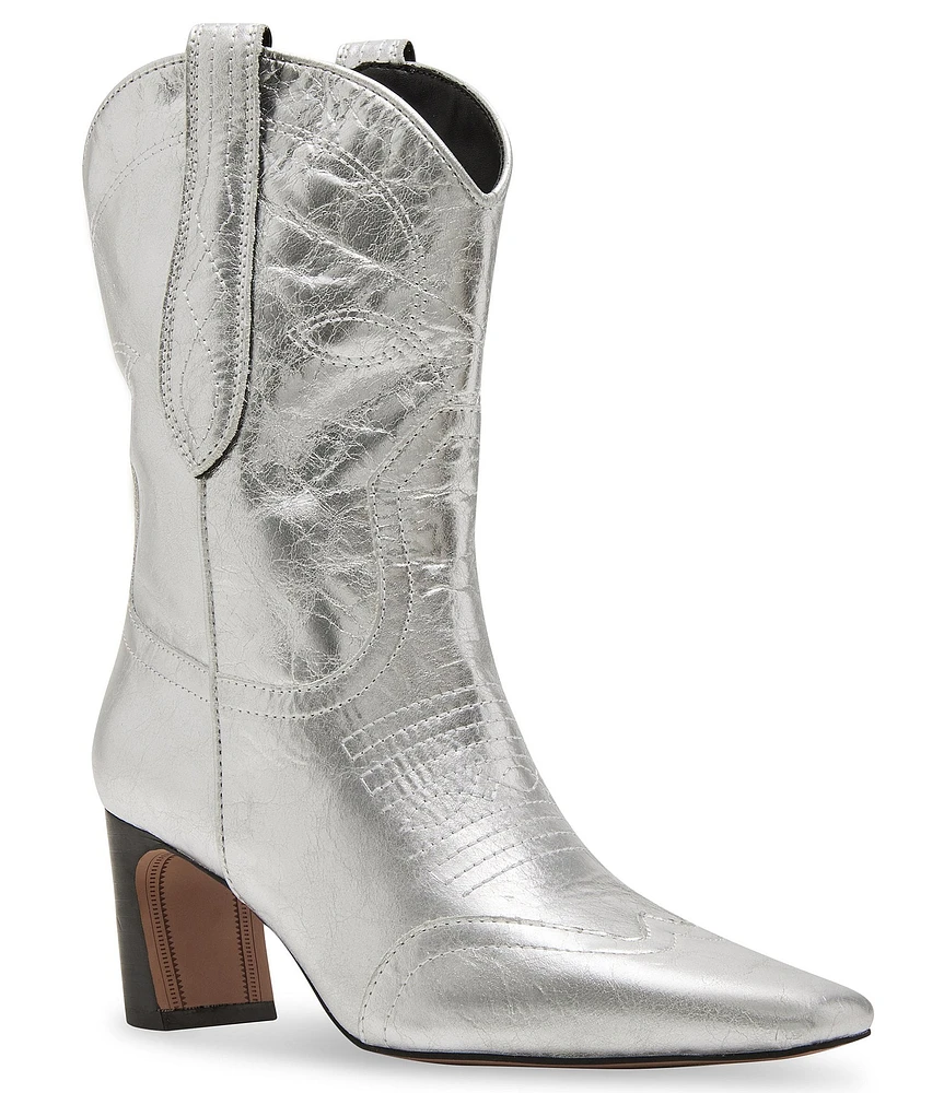 Steve Madden Josefine Metallic Leather Western Booties