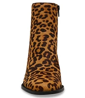 Steve Madden Jozie-L Leopard Print Haircalf Block Heel Booties