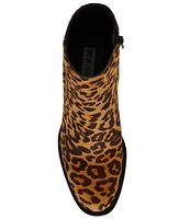 Steve Madden Jozie-L Leopard Print Haircalf Block Heel Booties