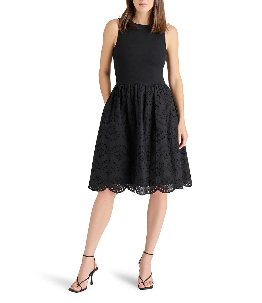 Steve Madden Julian Scoop Neck Sleeveless Eyelet Dress
