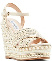 Steve Madden Juniper Faux Pearl Studded Platform Wedge Sandals