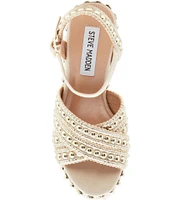 Steve Madden Juniper Faux Pearl Studded Platform Wedge Sandals