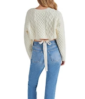 Steve Madden Kessie Cable Knit Crew Neck Long Sleeve Sweater