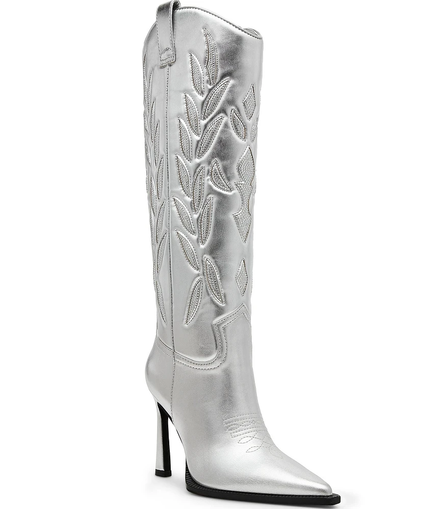 Steve Madden Kinzee-R Metallic Rhinestone Embellished Tall Western Boots