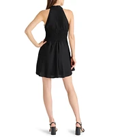 Steve Madden Kosta Linen Crossover Halter Neck Sleeveless Mini Dress