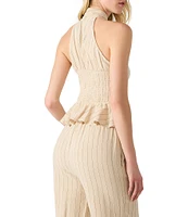 Steve Madden Kosta Woven Halter Criss-Cross Sleeveless Coordinating Tank Top
