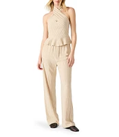 Steve Madden Kosta Woven Halter Criss-Cross Sleeveless Coordinating Tank Top