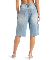 Steve Madden Lange Denim Side Slit Barrel Bermuda Shorts