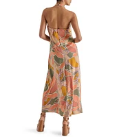 Steve Madden Larissa Woven Floral Print Twist Halter Neck Sleeveless A-Line Maxi Dress