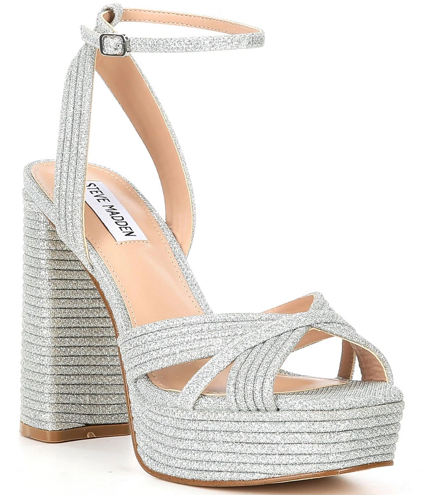 Steve Madden Laurel Glitter Fabric Platform Dress Sandals