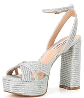 Steve Madden Laurel Glitter Fabric Platform Dress Sandals