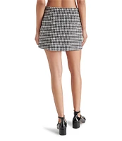 Steve Madden Leonne Tweed Houndstooth Wrap Front Mini Skirt