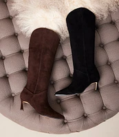 Steve Madden Leyna Suede Western Inspired Kitten Heel Boots