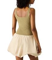 Steve Madden Linnea Scoop Neck Bubble Skirt Mini Dress