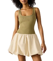 Steve Madden Linnea Scoop Neck Bubble Skirt Mini Dress