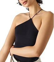 Steve Madden Linnie Jersey Knit Halter Neck Sleeveless Top