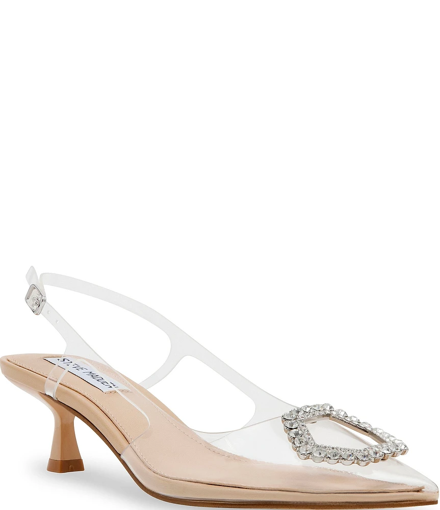 Steve Madden Lorah Clear Jewel Embellished Slingback Dress Sandals