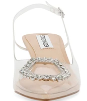 Steve Madden Lorah Clear Jewel Embellished Slingback Dress Sandals