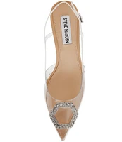 Steve Madden Lorah Clear Jewel Embellished Slingback Dress Sandals