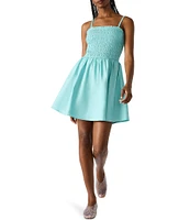 Steve Madden Lotty Square Neck Smocked Mini Dress