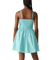 Steve Madden Lotty Square Neck Smocked Mini Dress