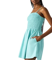 Steve Madden Lotty Square Neck Smocked Mini Dress