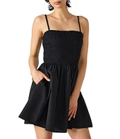 Steve Madden Lotty Square Neck Smocked Mini Dress