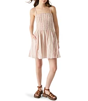 Steve Madden Lotty Striped Square Neck Smocked Mini Dress