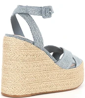 Steve Madden Lulah Denim Raffia Platform Wedge Sandals