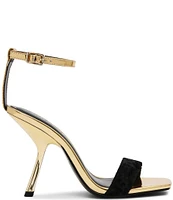 Steve Madden Luxedo Velvet Architectural Metallic Dress Sandals