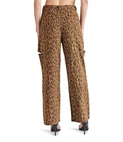 Steve Madden Maise Denim Leopard Cutout Detail Wide Leg Jeans