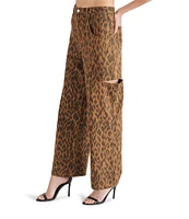 Steve Madden Maise Denim Leopard Cutout Detail Wide Leg Jeans