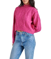 Steve Madden Marcie Cable Knit Mock Neck Long Sleeve Sweater