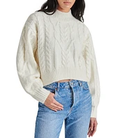 Steve Madden Marcie Cable Knit Mock Neck Long Sleeve Sweater