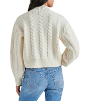 Steve Madden Marcie Cable Knit Mock Neck Long Sleeve Sweater