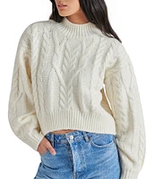 Steve Madden Marcie Cable Knit Mock Neck Long Sleeve Sweater