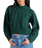 Steve Madden Marcie Cable Knit Mock Neck Long Sleeve Sweater