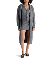 Steve Madden Marl Knit Notch Collar Neck Long Sleeve Open Front Cardigan