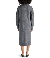 Steve Madden Marl Knit Notch Collar Neck Long Sleeve Open Front Cardigan