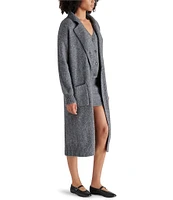 Steve Madden Marl Knit Notch Collar Neck Long Sleeve Open Front Cardigan