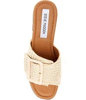 Steve Madden Marlena Raffia Buckle Wooden Clog Sllides