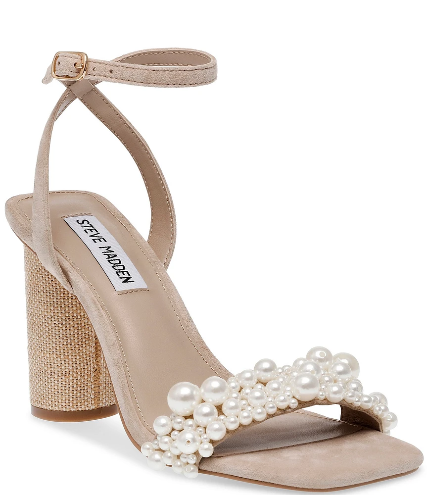 Steve Madden Martye Suede Pearl Embellished Dress Sandals