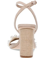 Steve Madden Martye Suede Pearl Embellished Dress Sandals