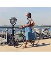 Steve Madden Mary Denim Button Front Sleeveless Midi Shirt Dress