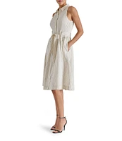 Steve Madden Mary Sleeveless Stripe Midi Button Front Shirt Dress
