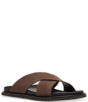 Steve Madden Men's Caloy Cross Band Suede Slide Sandals