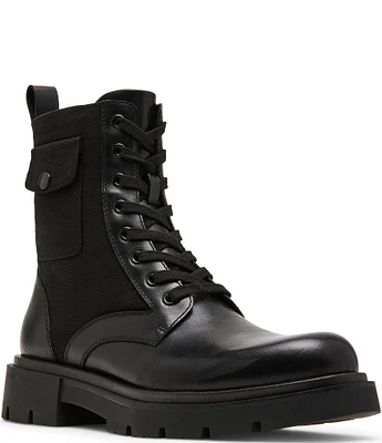 Steve Madden Men's Reacher Leather/Nylon Lug Sole Combat Boots