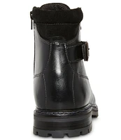 Steve Madden Men's Stelvio Leather Buckle Strap Detail Boots