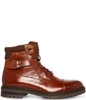 Steve Madden Men's Stelvio Leather Buckle Strap Detail Boots